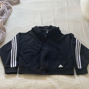 Adidas Black and White Striped Jacket